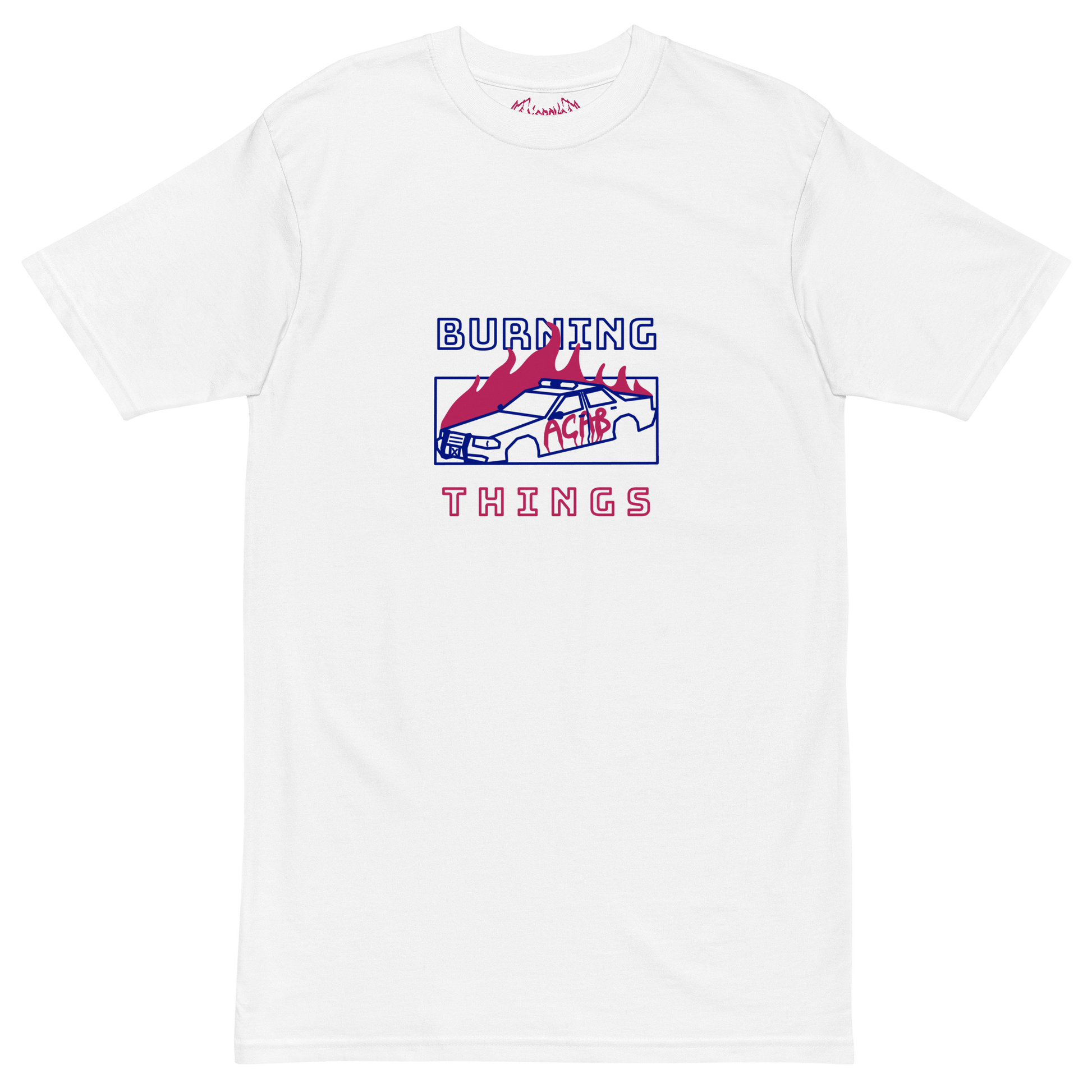 Mockup image of the Burning Things t-shirt