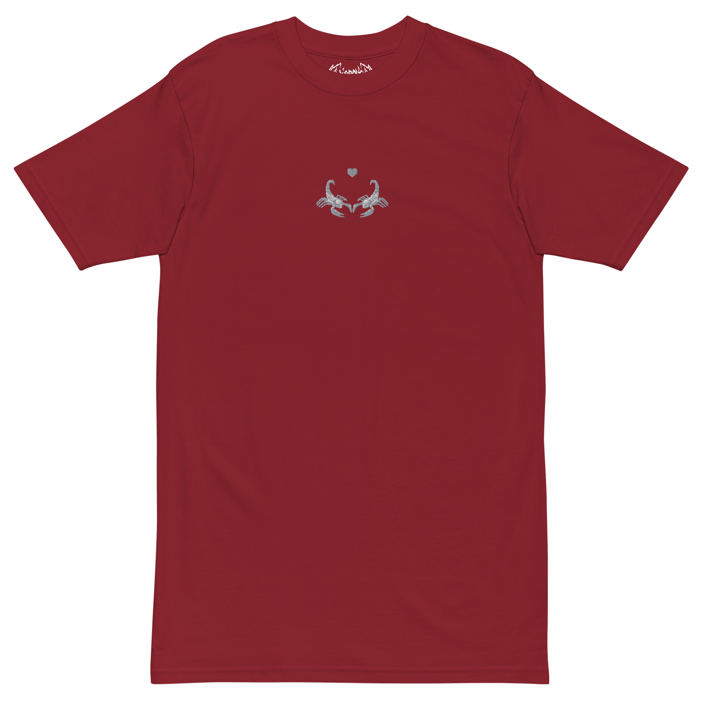 Mockup image of the Toxic Relationship t-shirt in brick red color