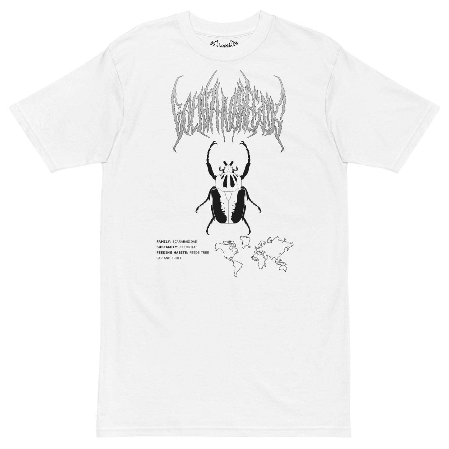 Mockup image of the front print on the Goliathus Regius t-shirt