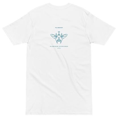 Mockup image of the back print on the Allomyrina Dichotomus t-shirt