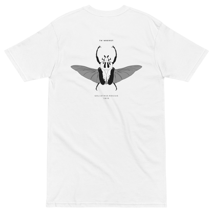 Mockup image of the back print on the Goliathus Regius t-shirt